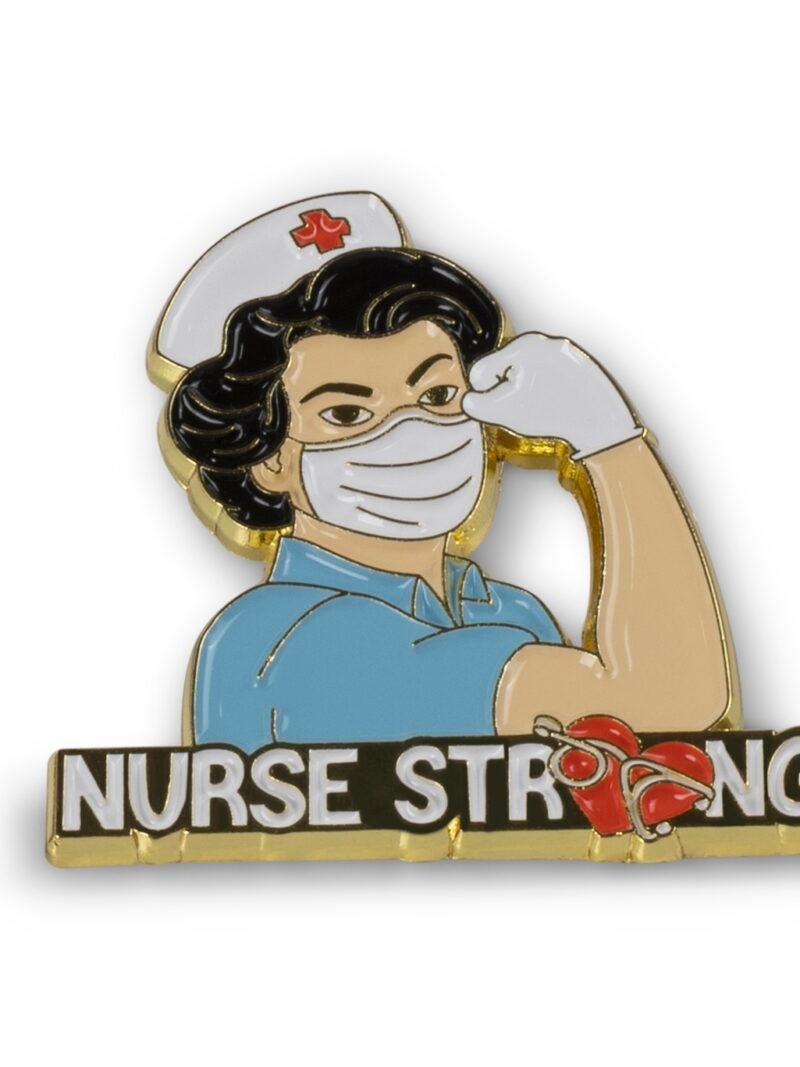Strong nurse enamel pin